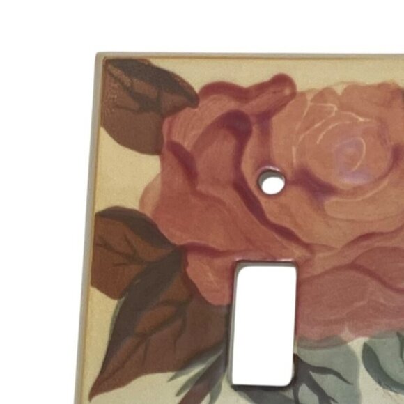 Ceramic Switchplate Pink Roses Made in Canada Single Toggle - Picture 2 of 6